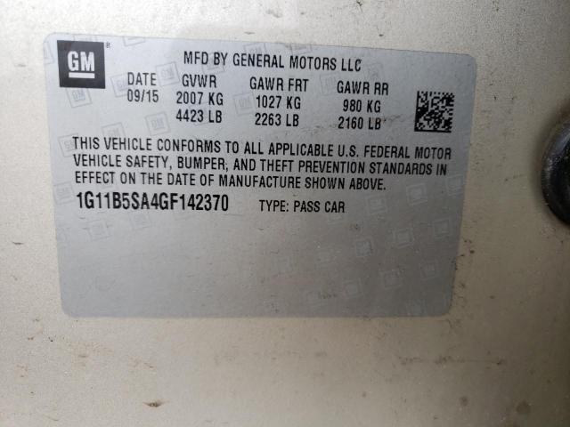 1G11B5SA4GF142370 - 2016 CHEVROLET MALIBU LIM LS CREAM photo 12