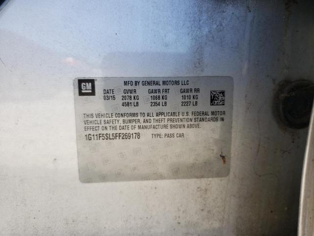 1G11F5SL5FF269178 - 2015 CHEVROLET MALIBU LTZ ვერცხლისფერი ფოტო 12