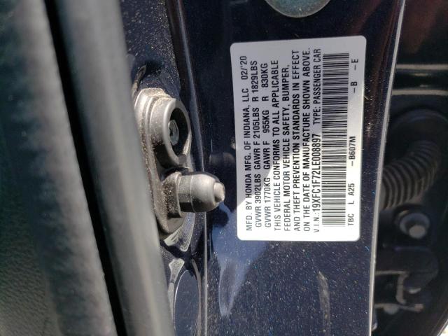 19XFC1F72LE008897 - 2020 HONDA CIVIC EXL ლურჯი ფოტო 12