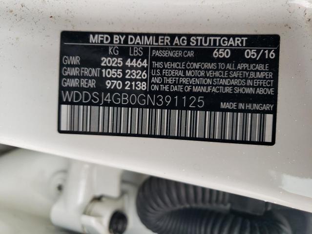 WDDSJ4GB0GN391125 - 2016 MERCEDES-BENZ CLA 250 4MATIC WHITE photo 13