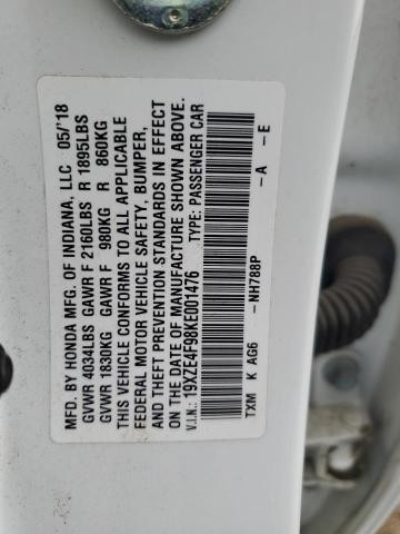 19XZE4F98KE001476 - 2019 HONDA INSIGHT TOURING WHITE photo 13