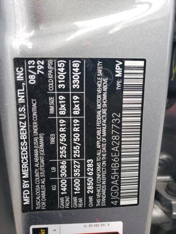 4JGDA5HB6EA287732 - 2014 MERCEDES-BENZ ML 350 4MATIC GRAY photo 13