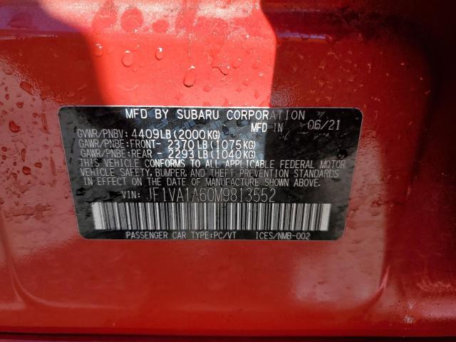 JF1VA1A60M9813552 - 2021 SUBARU WRX RED photo 13