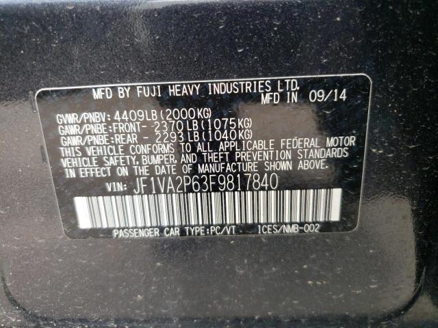 JF1VA2P63F9817840 - 2015 SUBARU WRX STI GRAY photo 13