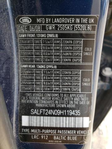 SALFT24N09H119435 - 2009 LAND ROVER LR2 HSE TECHNOLOGY BLUE photo 13