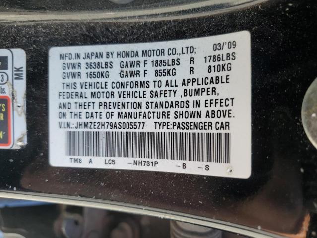 JHMZE2H79AS005577 - 2010 HONDA INSIGHT EX BLACK photo 12