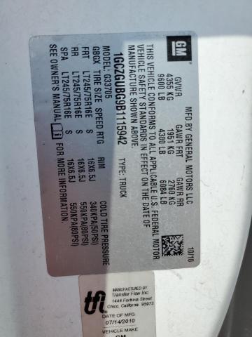 1GCZGUBG9B1115942 - 2011 CHEVROLET EXPRESS G3 WHITE photo 13