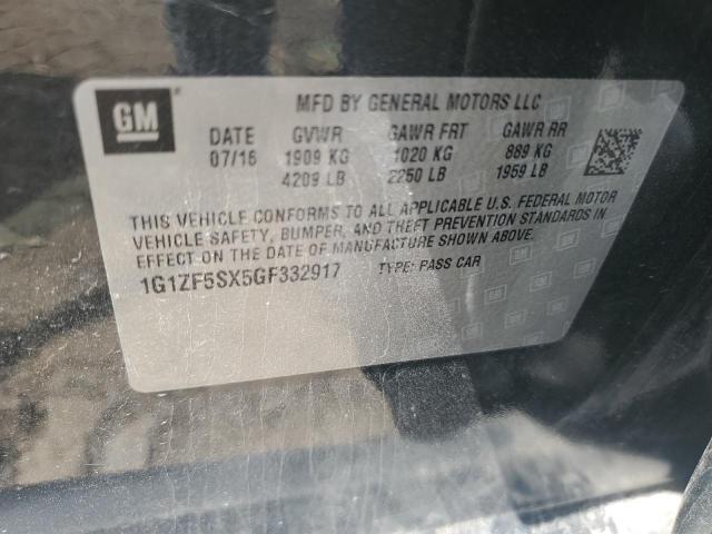 1G1ZF5SX5GF332917 - 2016 CHEVROLET MALIBU LT GRAY photo 12