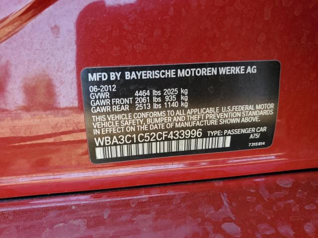 WBA3C1C52CF433996 - 2012 BMW 3 SERIES I SULEV RED photo 12