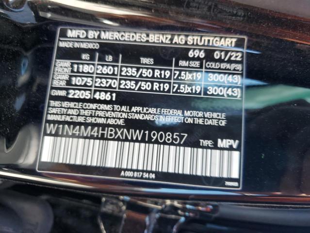 W1N4M4HBXNW190857 - 2022 MERCEDES-BENZ GLB 250 4MATIC BLACK photo 13