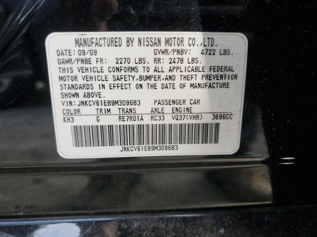 JNKCV61E89M309683 - 2009 INFINITI G37 BASE BLACK photo 12