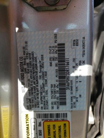 3FA6P0H73DR176611 - 2013 FORD FUSION SE SILVER photo 12