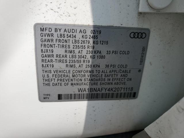 WA1BNAFY4K2071118 - 2019 AUDI Q5 PREMIUM PLUS WHITE photo 13