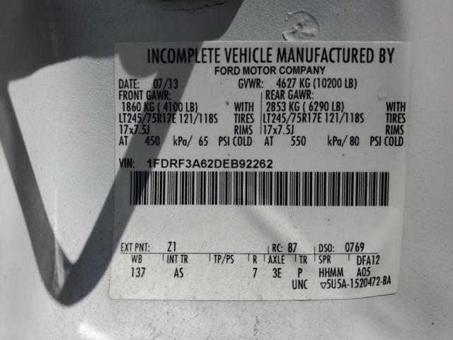 1FDRF3A62DEB92262 - 2013 FORD F350 SUPER DUTY WHITE photo 13