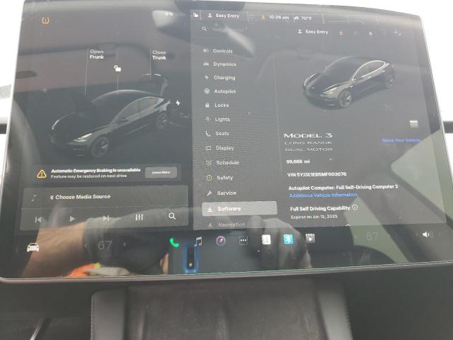 5YJ3E1EB5MF003076 - 2021 TESLA MODEL 3 BLACK photo 9