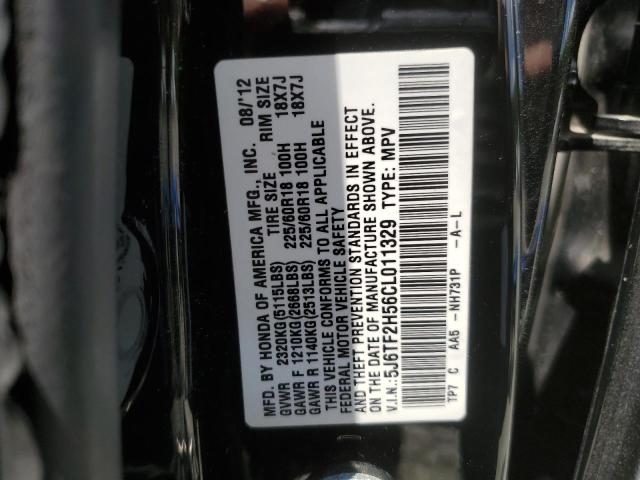 5J6TF2H56CL011329 - 2012 HONDA CROSSTOUR EXL შავი ფოტო 12