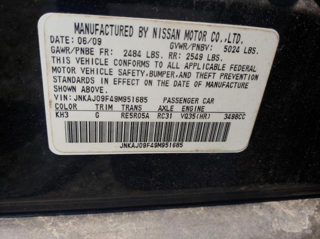 JNKAJ09F49M951685 - 2009 INFINITI EX35 BASE შავი ფოტო 10