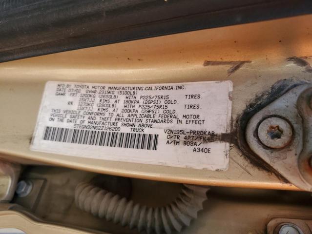 5TEGN92N02Z126200 - 2002 TOYOTA TACOMA DOUBLE CAB PRERUNNER TAN photo 13