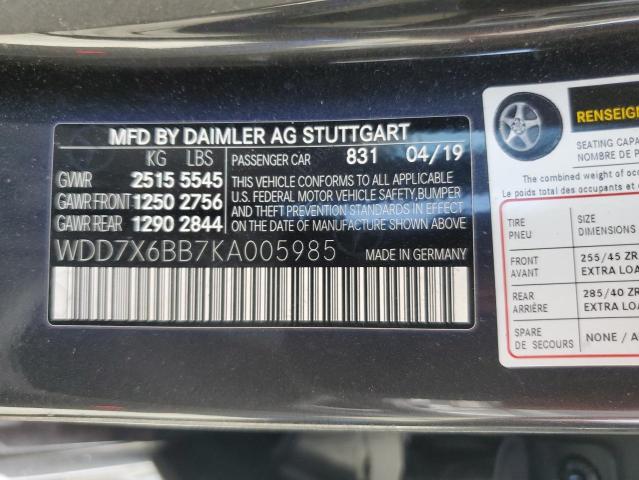 WDD7X6BB7KA005985 - 2019 MERCEDES-BENZ AMG GT 53 GRAY photo 12