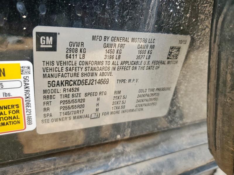 5GAKRCKD6EJ214669 - 2014 BUICK ENCLAVE BLACK photo 14