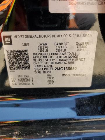 3GTU9FEL2MG166650 - 2021 GMC SIERRA K1500 DENALI BLACK photo 12