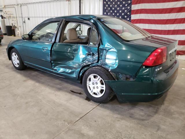 JHMES16572S003363 - 2002 HONDA CIVIC LX GREEN photo 2