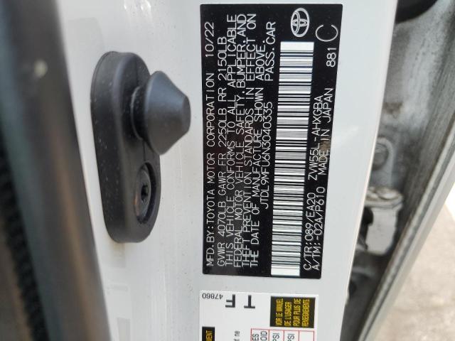 JTDL9MFU6N3040335 - 2022 TOYOTA PRIUS LE WHITE photo 13