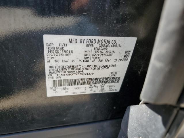 1FM5K8GTXEGB24379 - 2014 FORD EXPLORER SPORT BLACK photo 12