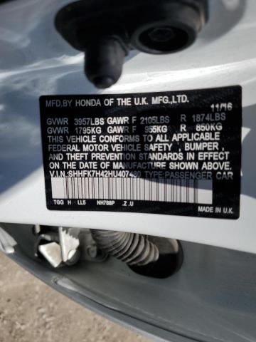 SHHFK7H42HU407480 - 2017 HONDA CIVIC SPORT 白色 照片 13