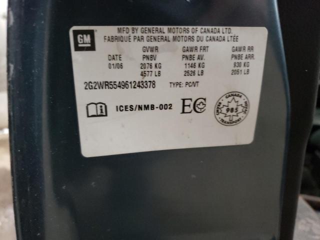 2G2WR554961243378 - 2006 PONTIAC GRAND PRIX GT TEAL photo 12