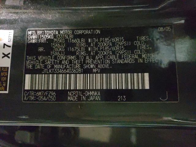 JTLKT334664036281 - 2006 TOYOTA SCION XB Grün Foto 10