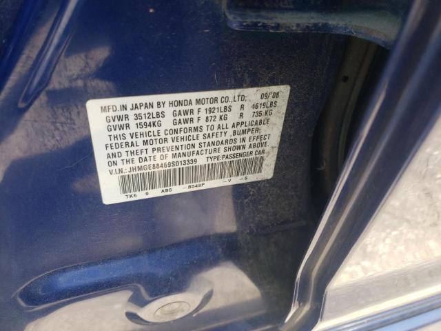 JHMGE88469S013339 - 2009 HONDA FIT SPORT BLUE photo 13