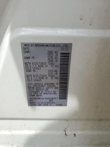 5N1AR2MN1DC660897 - 2013 NISSAN PATHFINDER S WHITE photo 12