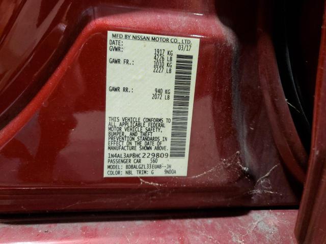 1N4AL3AP8HC229809 - 2017 NISSAN ALTIMA 2.5 RED photo 12