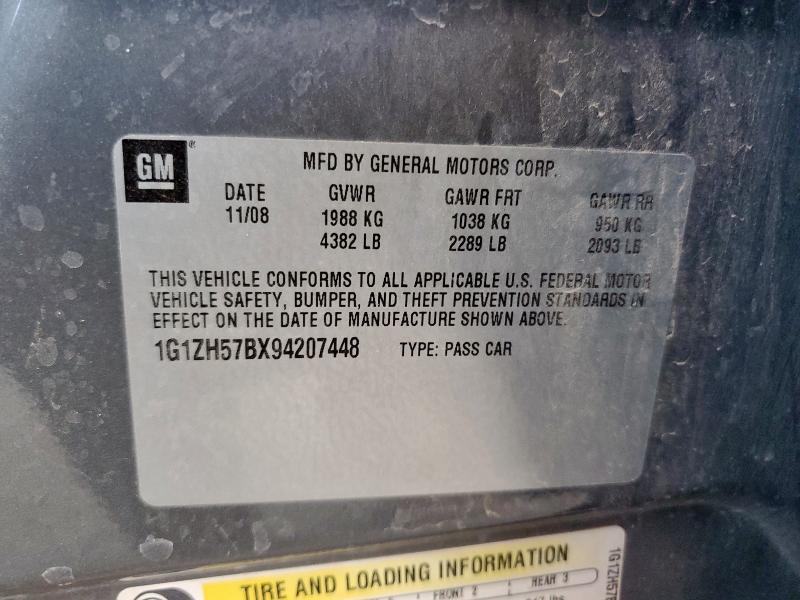 1G1ZH57BX94207448 - 2009 CHEVROLET MALIBU 1LT 灰色 照片 12