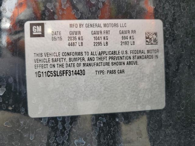 1G11C5SL6FF314430 - 2015 CHEVROLET MALIBU 1LT BLACK photo 12