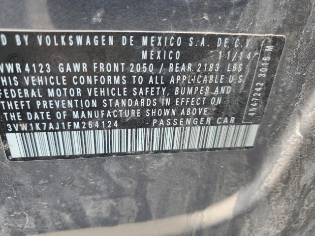 3VW1K7AJ1FM254124 - 2015 VOLKSWAGEN JETTA BASE 灰色 照片 12