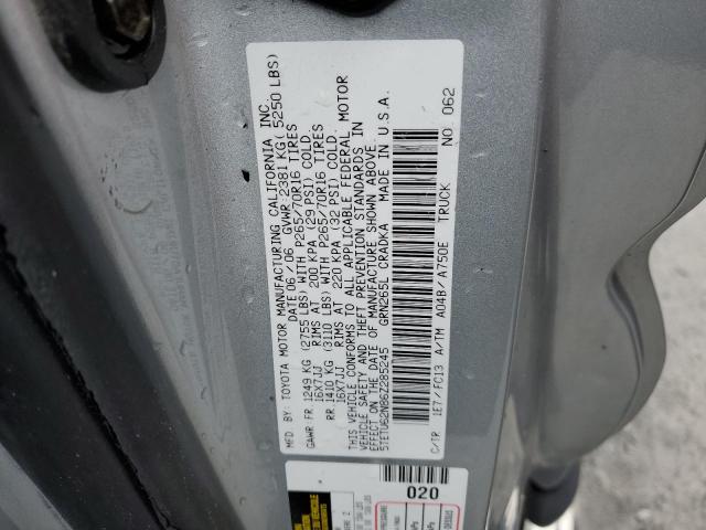 5TETU62N86Z285245 - 2006 TOYOTA TACOMA PRERUNNER ACCESS CAB SILVER photo 12