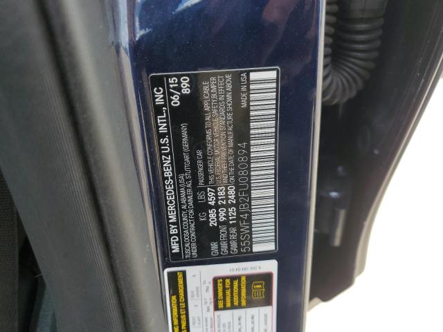 55SWF4JB2FU080894 - 2015 MERCEDES-BENZ C 300 BLUE photo 12