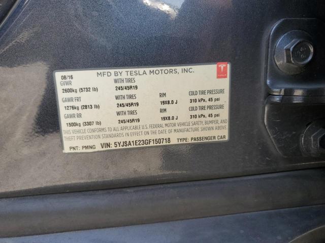 5YJSA1E23GF150718 - 2016 TESLA MODEL S 灰色 照片 12