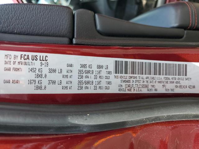 1C4RJFLT7LC165902 - 2020 JEEP GRAND CHER TRAILHAWK 红色 照片 12