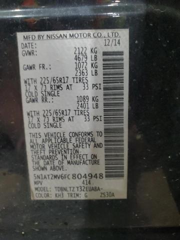 5N1AT2MV6FC804948 - 2015 NISSAN ROGUE S BLACK photo 13