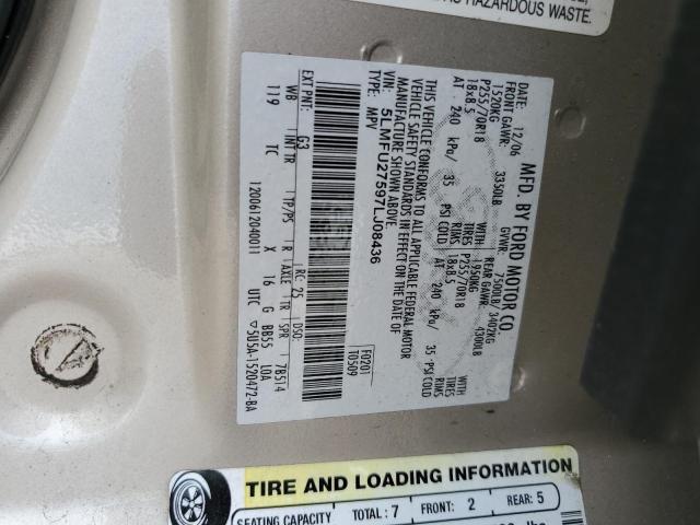 5LMFU27597LJ08436 - 2007 LINCOLN NAVIGATOR ბეჟი ფოტო 13