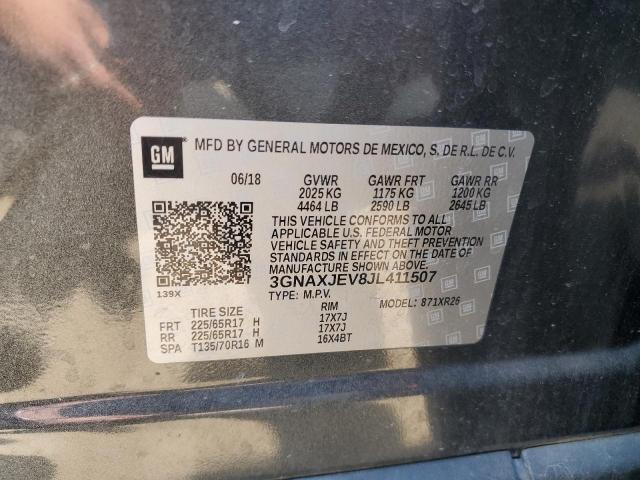 3GNAXJEV8JL411507 - 2018 CHEVROLET EQUINOX LT CHARCOAL photo 14