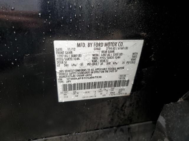 1FM5K8F81DGB67536 - 2013 FORD EXPLORER LIMITED BLACK photo 13