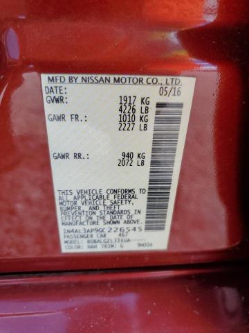 1N4AL3AP9GC226545 - 2016 NISSAN ALTIMA 2.5 RED photo 10