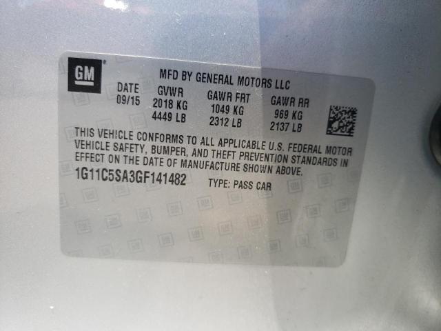 1G11C5SA3GF141482 - 2016 CHEVROLET MALIBU LIM LT 银色 照片 12