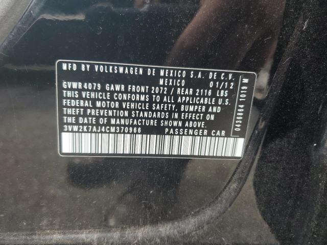3VW2K7AJ4CM370966 - 2012 VOLKSWAGEN JETTA BASE 黑色 照片 12