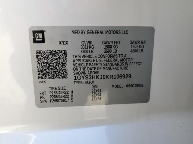 1GYS3HKJ0KR106929 - 2019 CADILLAC ESCALADE ESV LUXURY WHITE photo 13