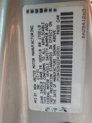 1Y1SK52812Z410531 - 2002 CHEVROLET GEO PRIZM BASE SILVER photo 12